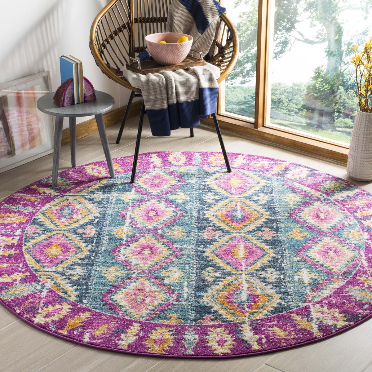 Safavieh Madison 129 Rug, MAD129 - FUCHSIA / BLUE