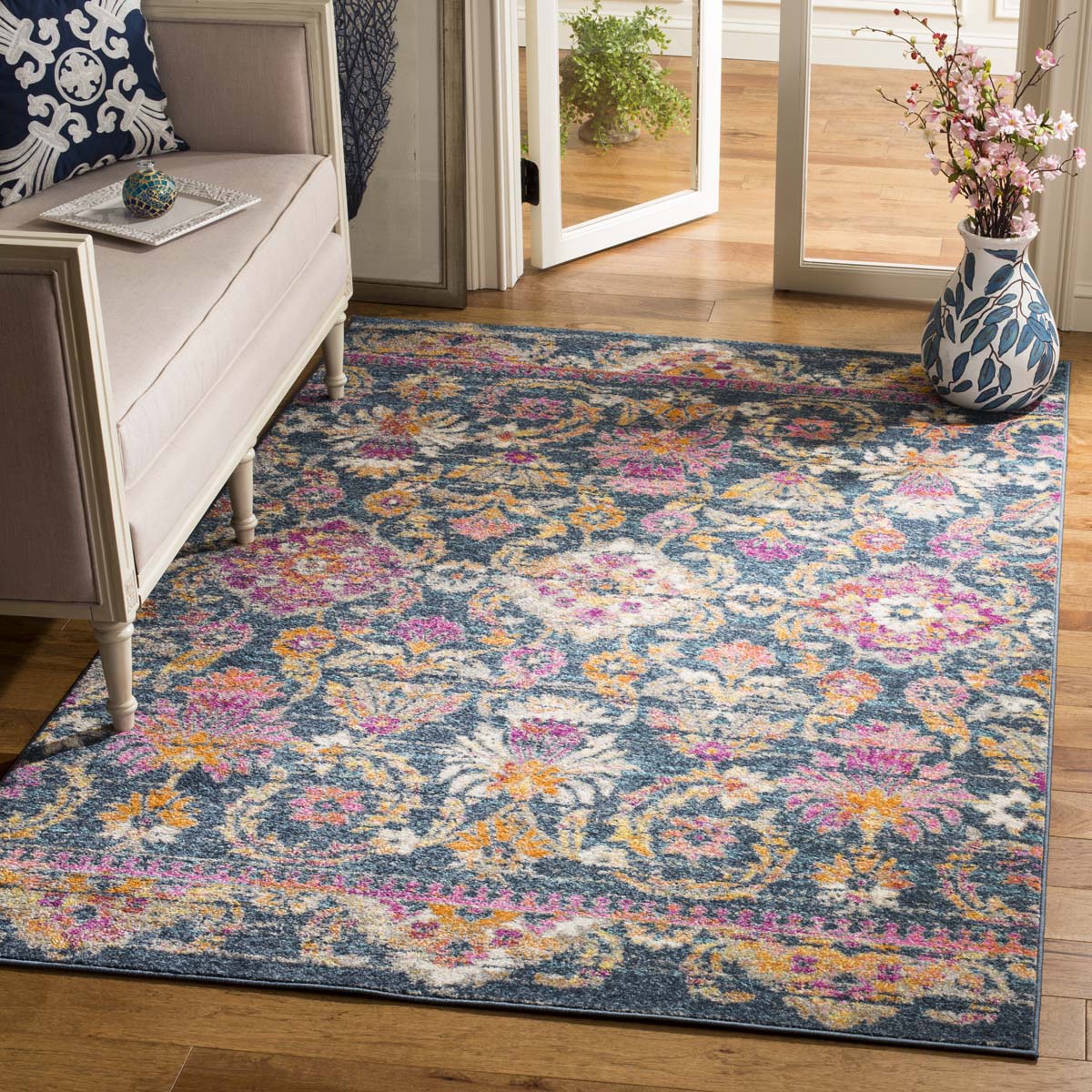 Safavieh Madison 130 Rug, MAD130 - BLUE / FUCHSIA