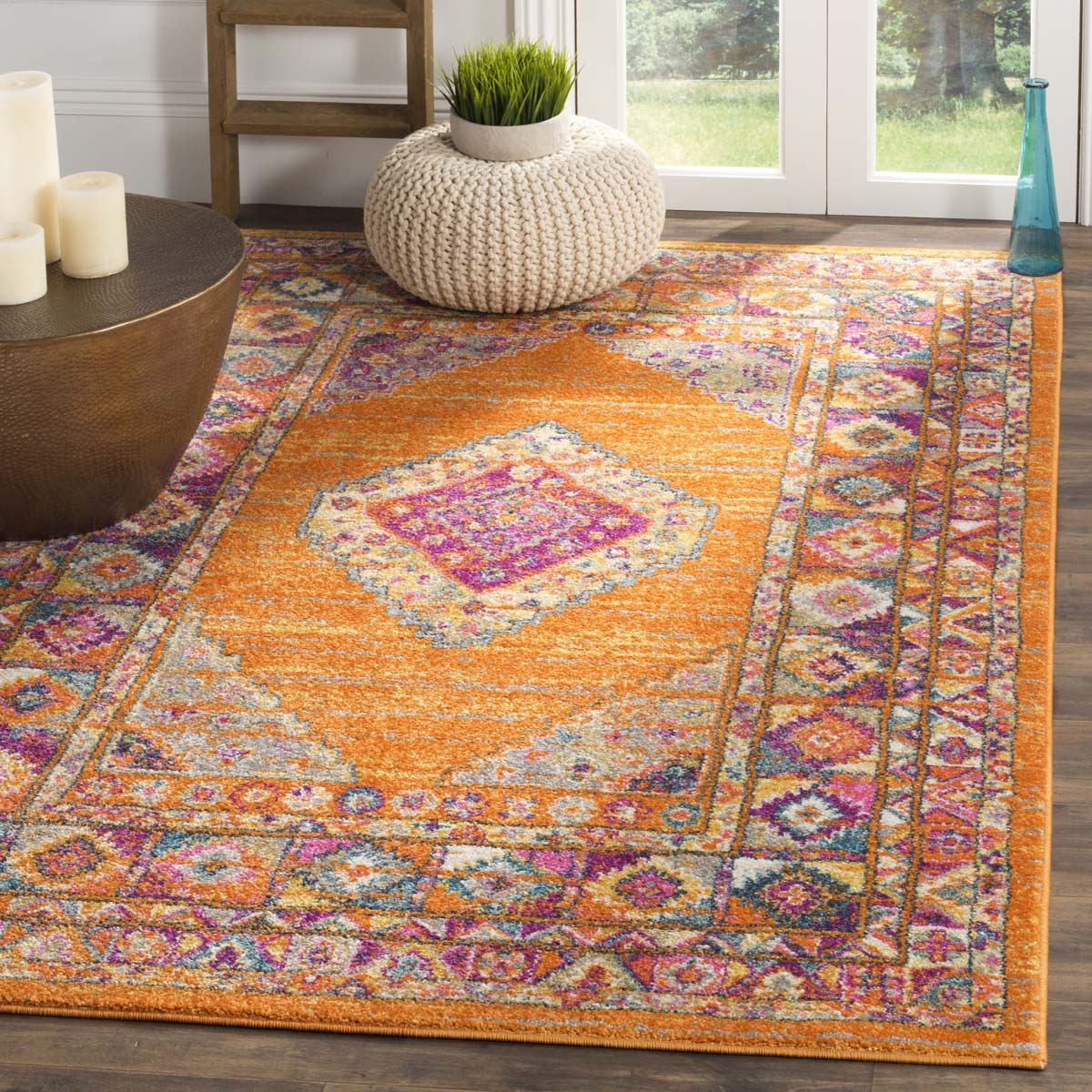 Safavieh Madison 133 Rug, MAD133 - ORANGE / FUCHSIA