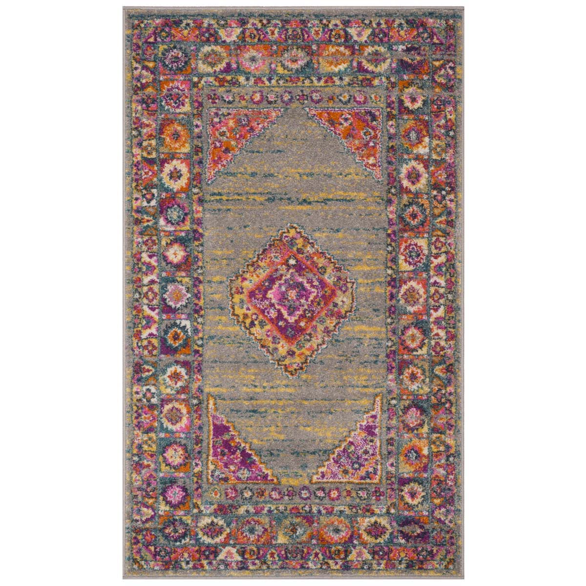 Safavieh Madison 133 Rug, MAD133 - LIGHT GREY / FUCHSIA