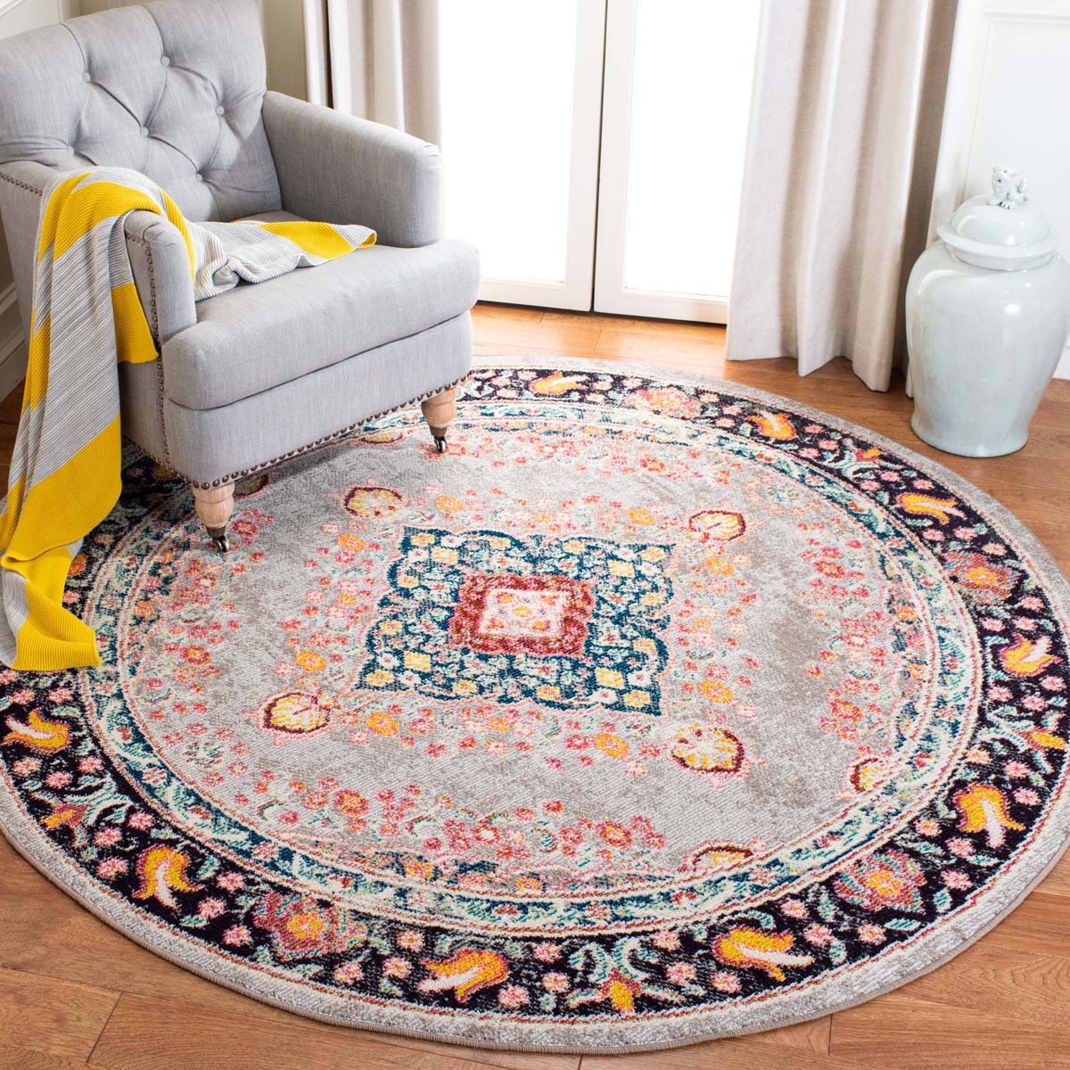 Safavieh Madison 252 Rug, MAD252 - GREY / FUCHSIA