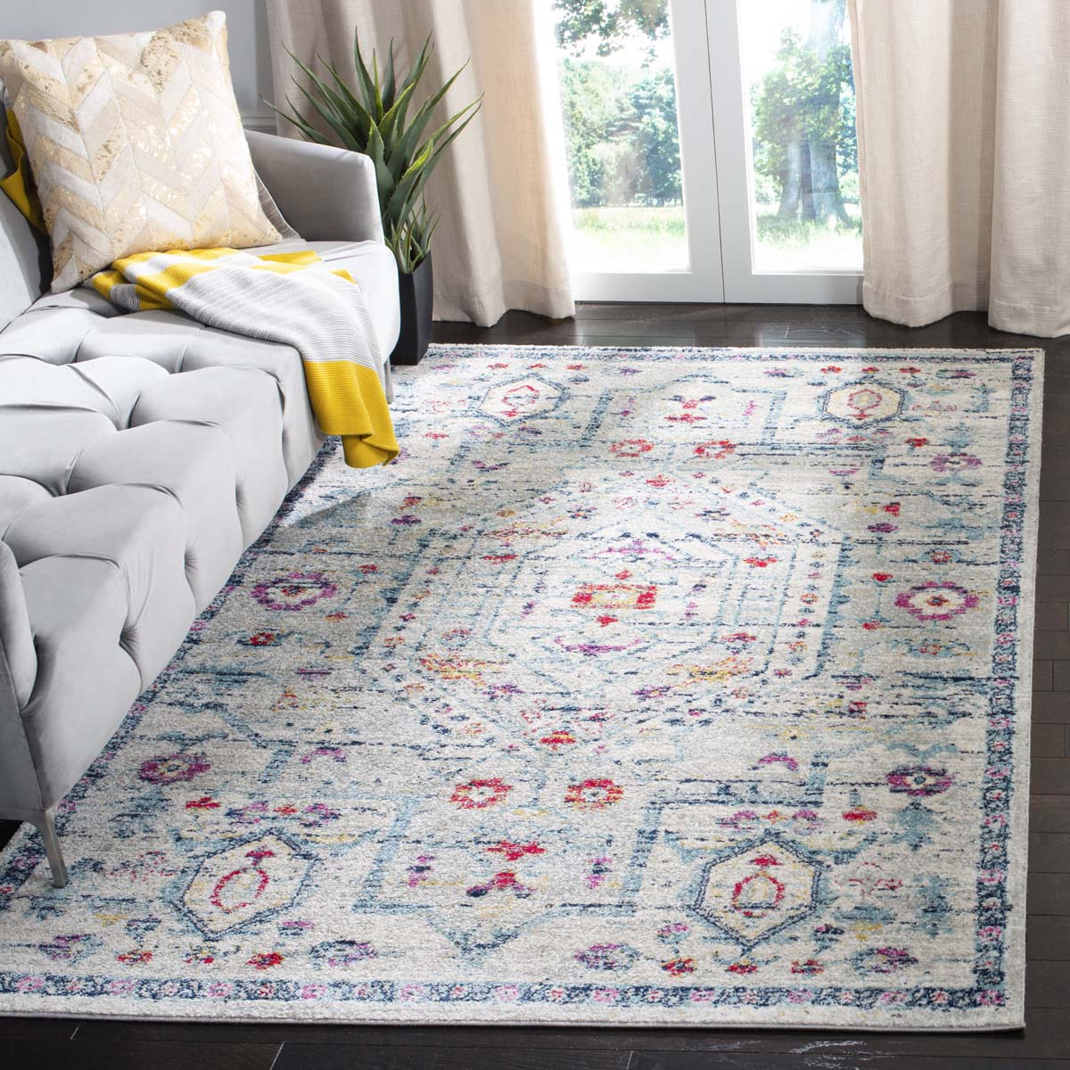 Safavieh Madison 928 Rug, MAD928 - LIGHT GREY / FUCHSIA