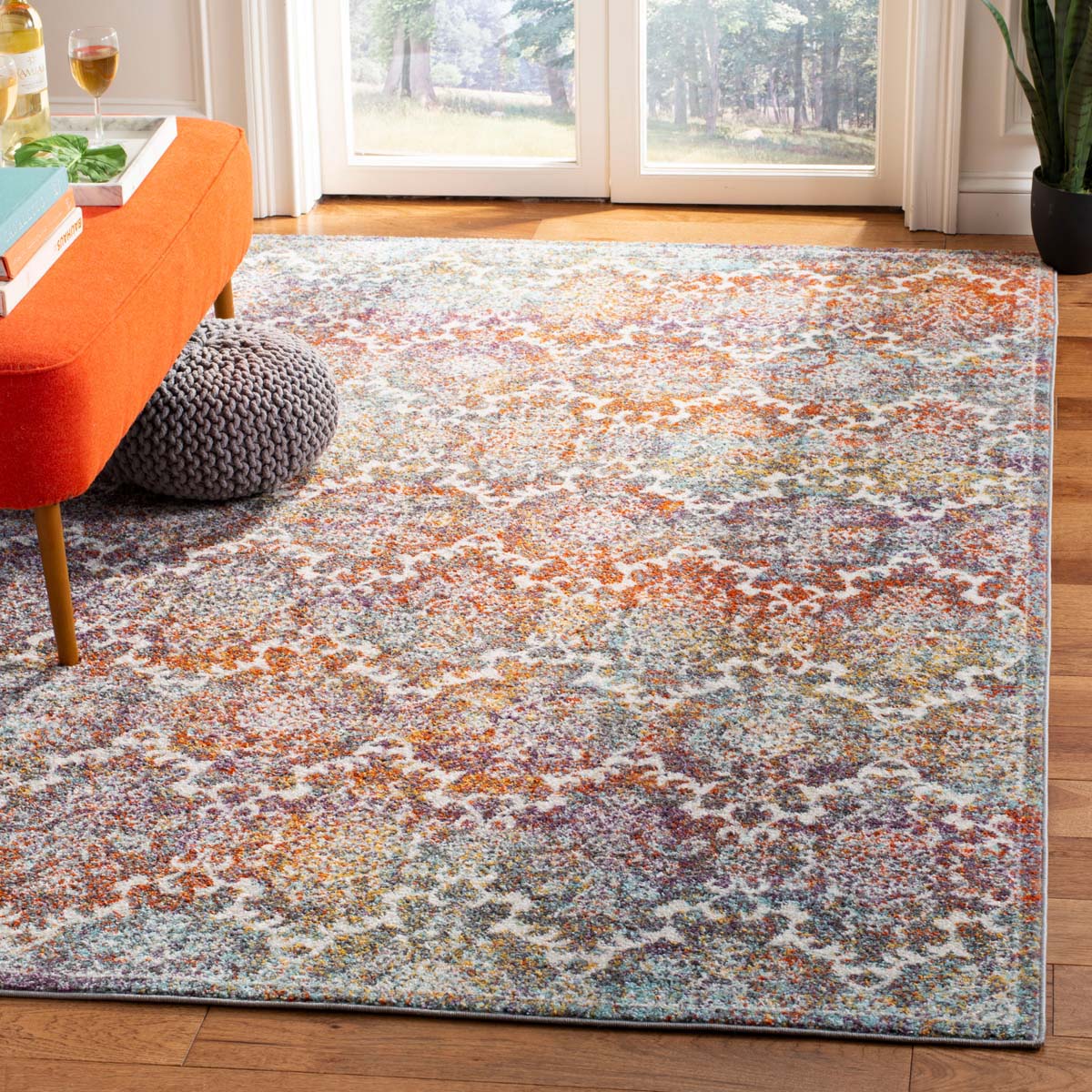 Safavieh Madison 945 Rug, MAD945 - LIGHT GREY / RUST