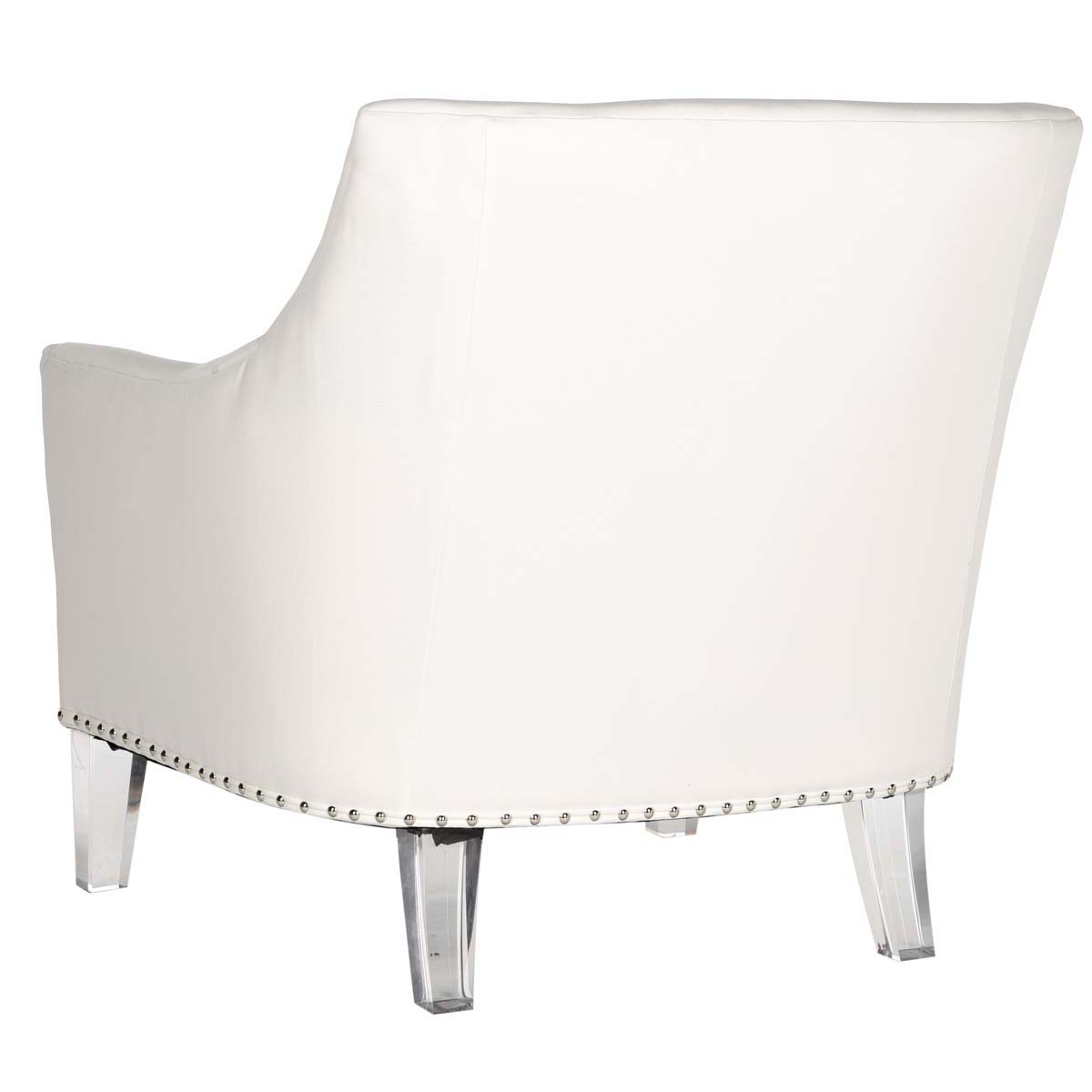 Safavieh Hollywood Glam Tufted Acrylic White Club Chair W/ Silver Nail Heads , MCR4214 - White / Clear