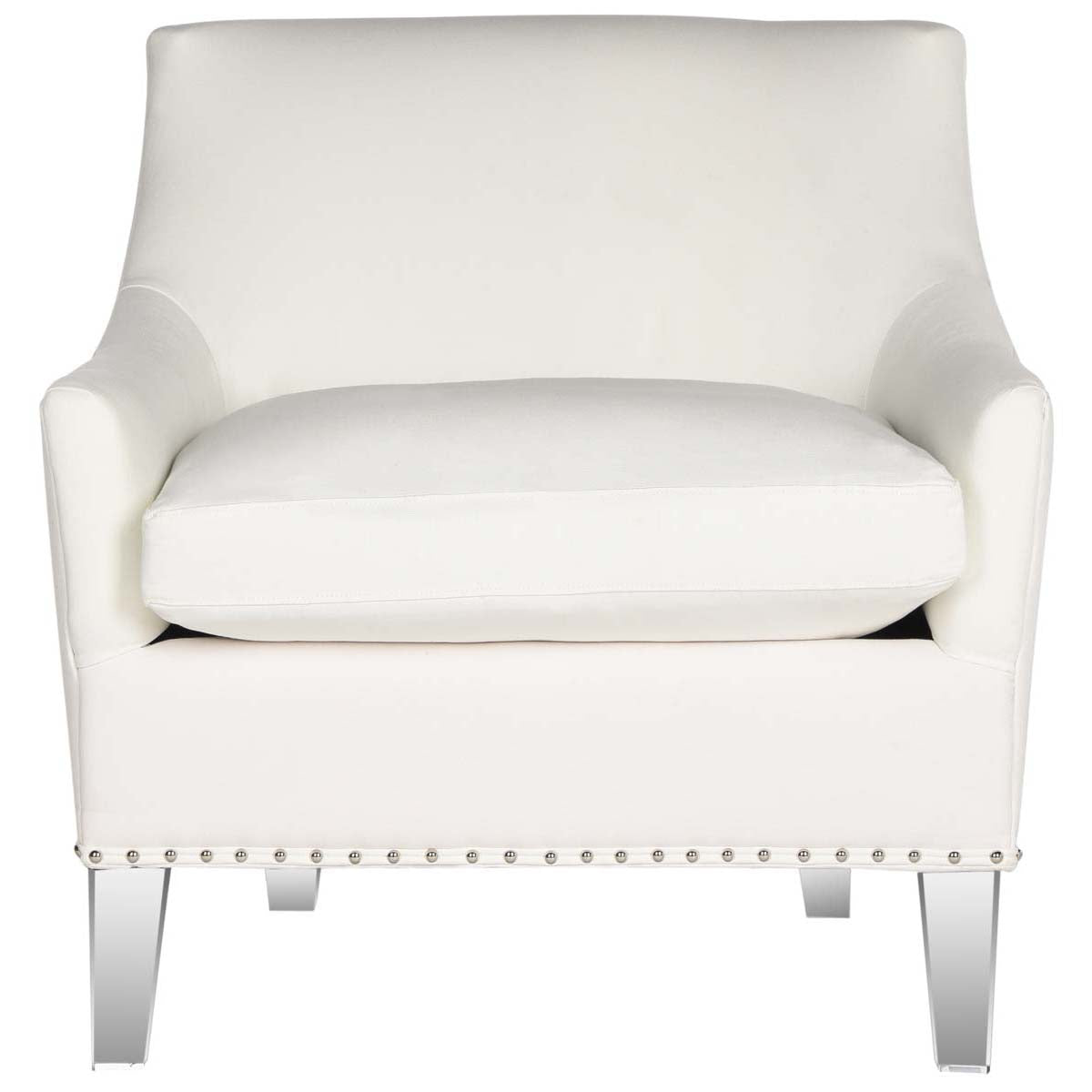 Safavieh Hollywood Glam Tufted Acrylic White Club Chair W/ Silver Nail Heads , MCR4214