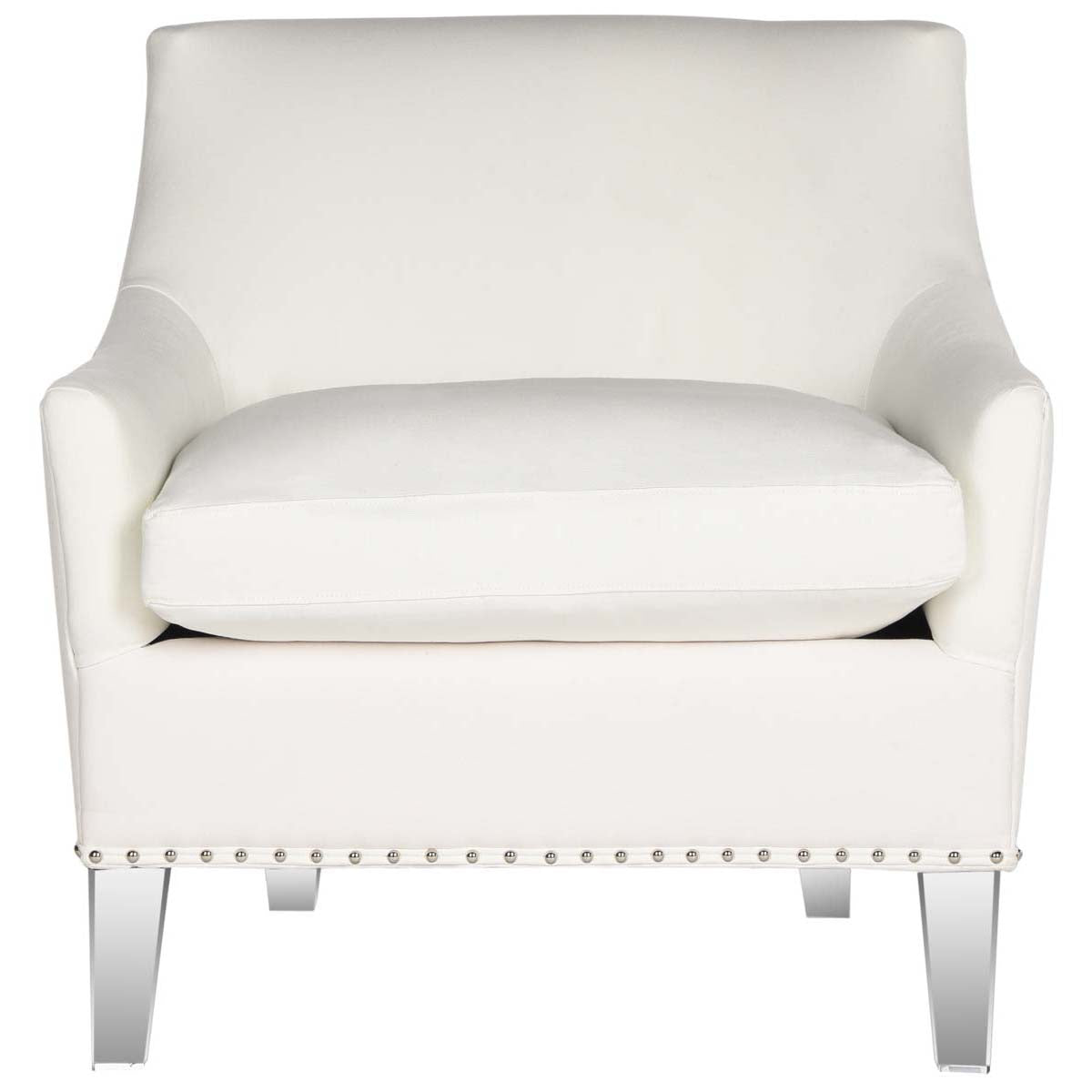 Safavieh Hollywood Glam Tufted Acrylic White Club Chair W/ Silver Nail Heads , MCR4214 - White / Clear