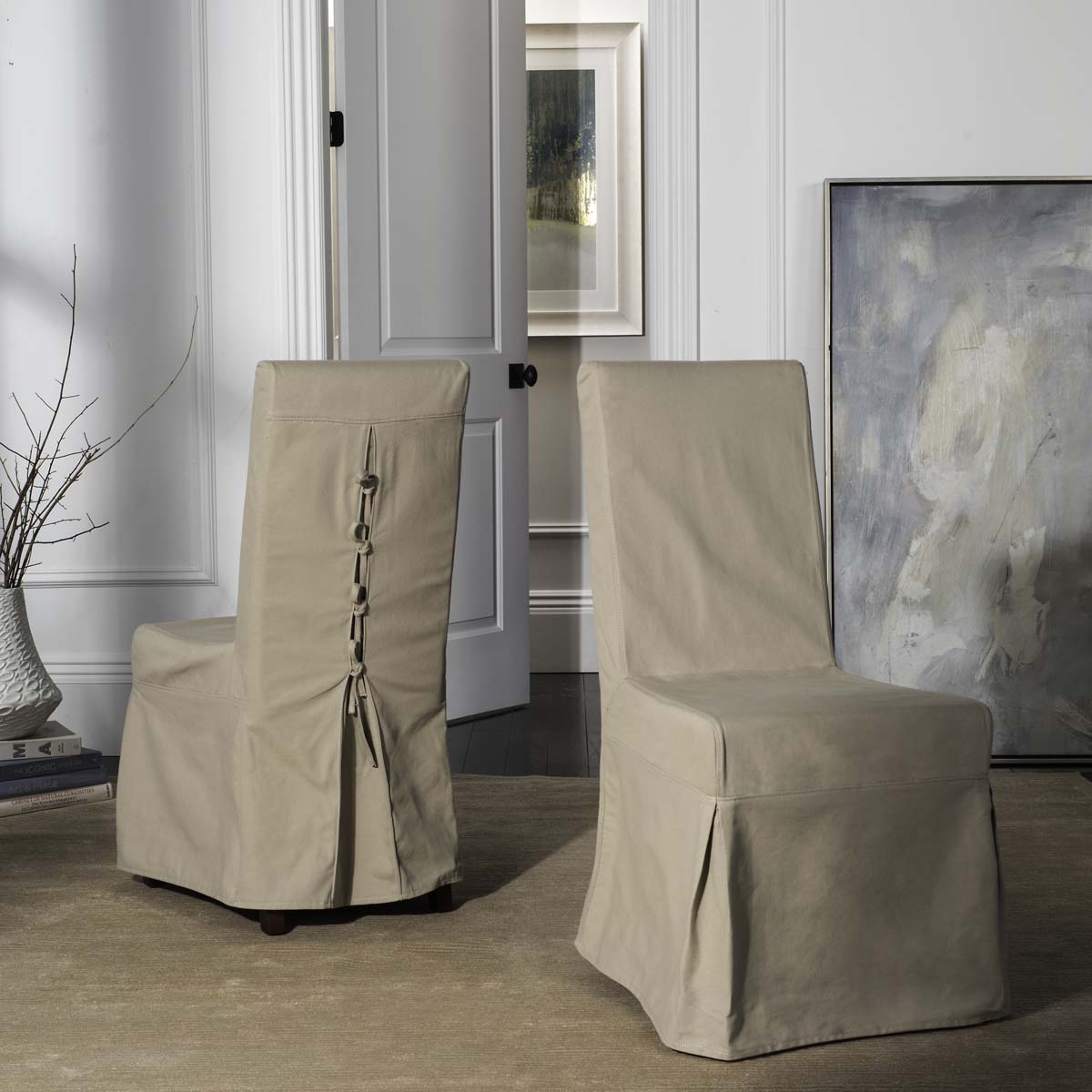 Safavieh Adrianna 19''H Linen Slipcover Chair (Set Of 2), MCR4521 - Ecru