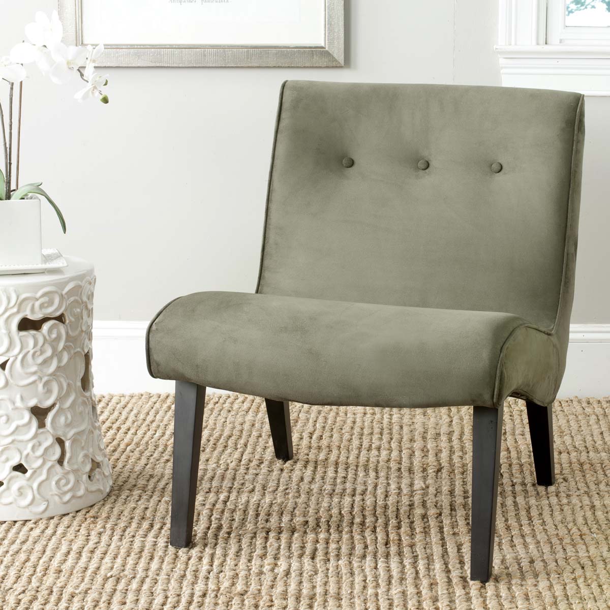 Safavieh Mandell Chair W/ Buttons , MCR4552 - Forest Green