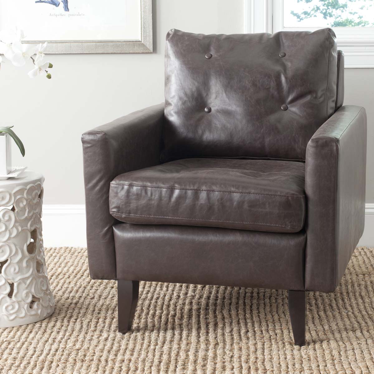 Safavieh Mid Century Modern Caleb Club Chair , MCR4569 - Antique Brown