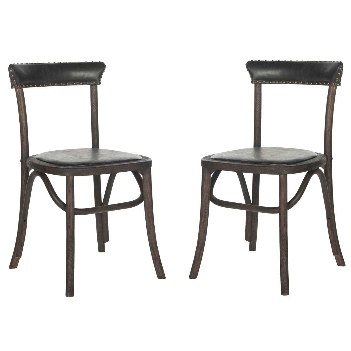 Safavieh Kenny 19''H Side Chair Brass Nail Heads, MCR4688 - Antique Black (Set of 2)