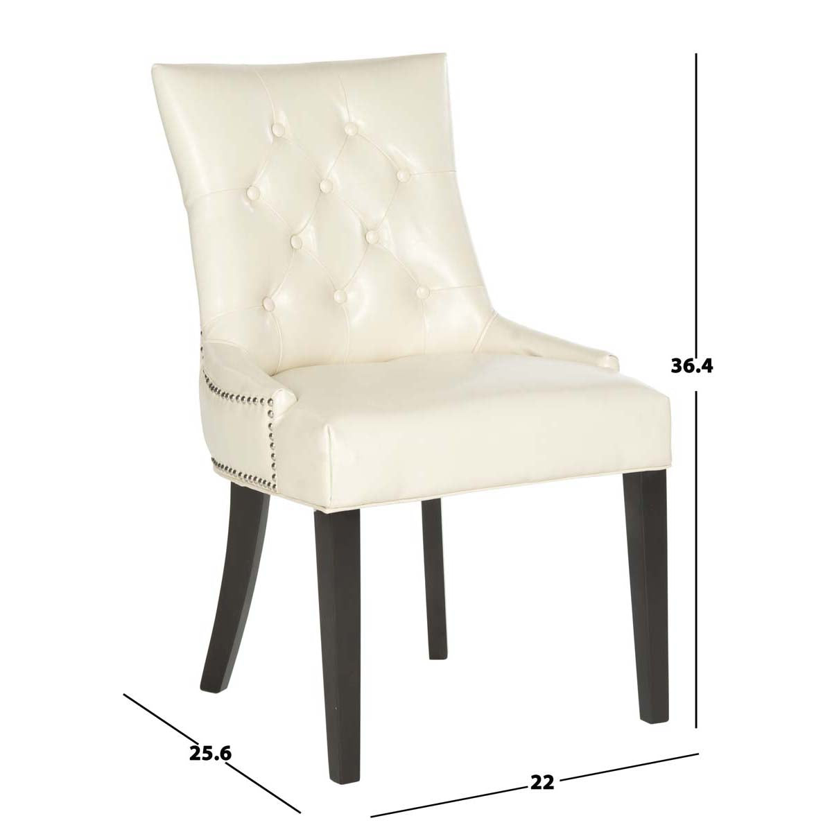 Safavieh Harlow 19''H Tufted Ring Chair (Set Of 2)   Silver Nail Heads , MCR4716 - Flat Cream