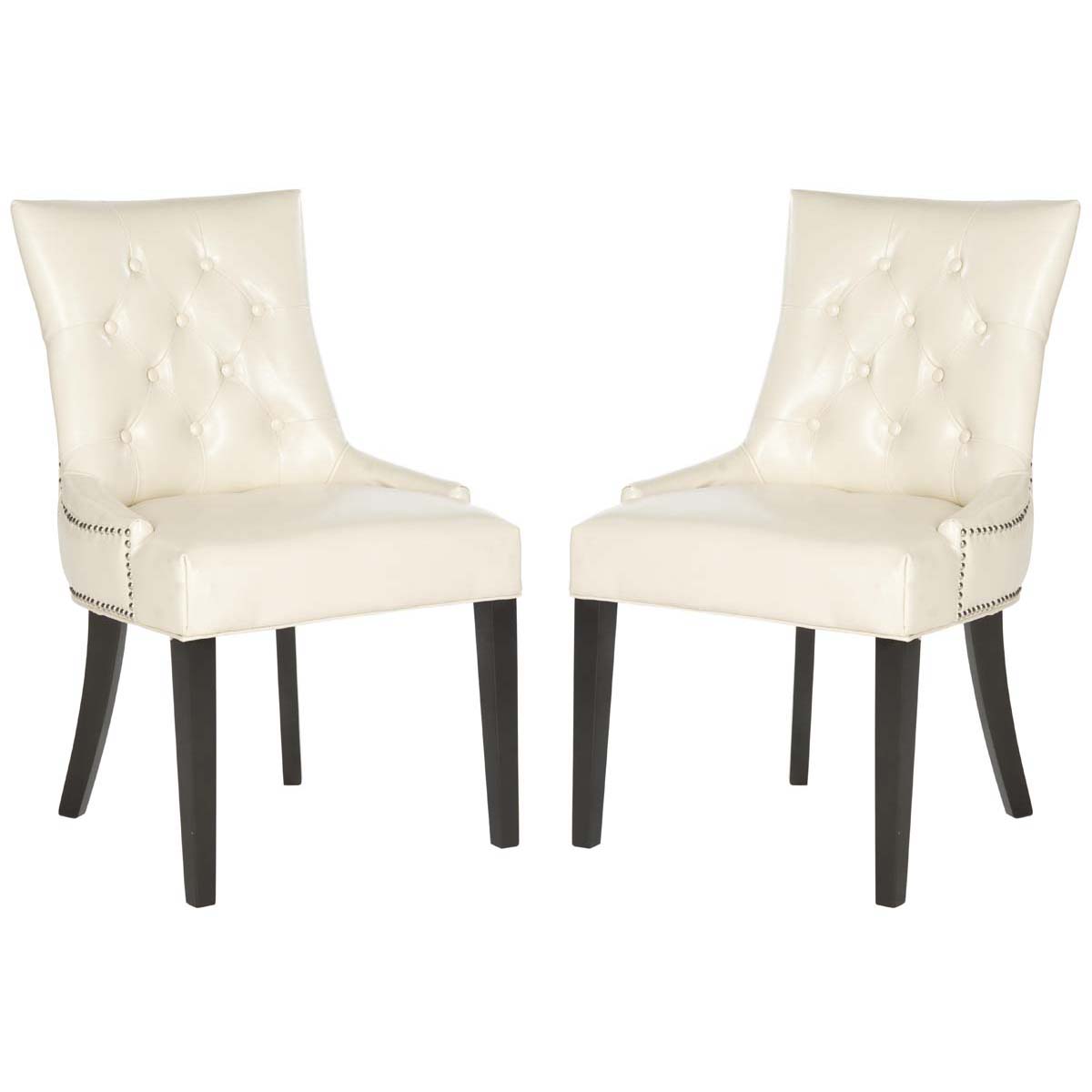 Safavieh Harlow 19''H Tufted Ring Chair (Set Of 2)   Silver Nail Heads , MCR4716 - Flat Cream