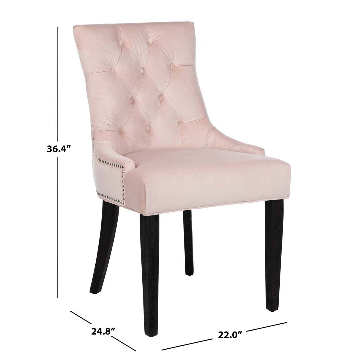 Safavieh Harlow 19''H  Tufted Ring Chair (Set Of 2)   Silver Nail Heads , MCR4716 - Blush