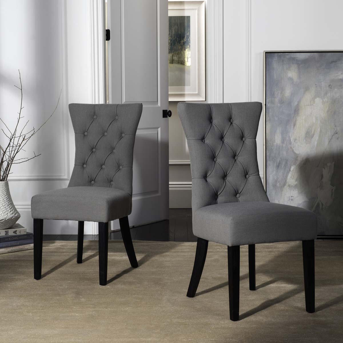 Safavieh Gretchen 21''H Tufted Side Chair (Set Of 2), MCR4719 - Granite