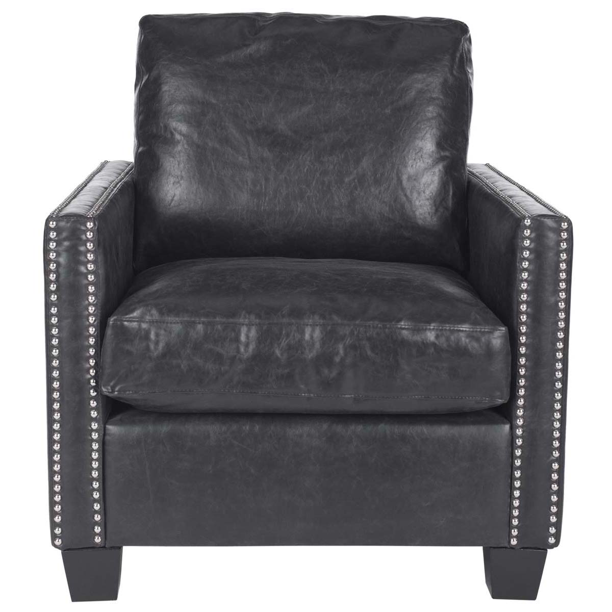 Safavieh Horace Leather Club Chair , MCR4736 - Antique Black
