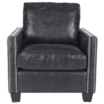 Safavieh Horace Leather Club Chair , MCR4736 - Antique Black