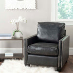 Safavieh Horace Leather Club Chair , MCR4736 - Antique Black