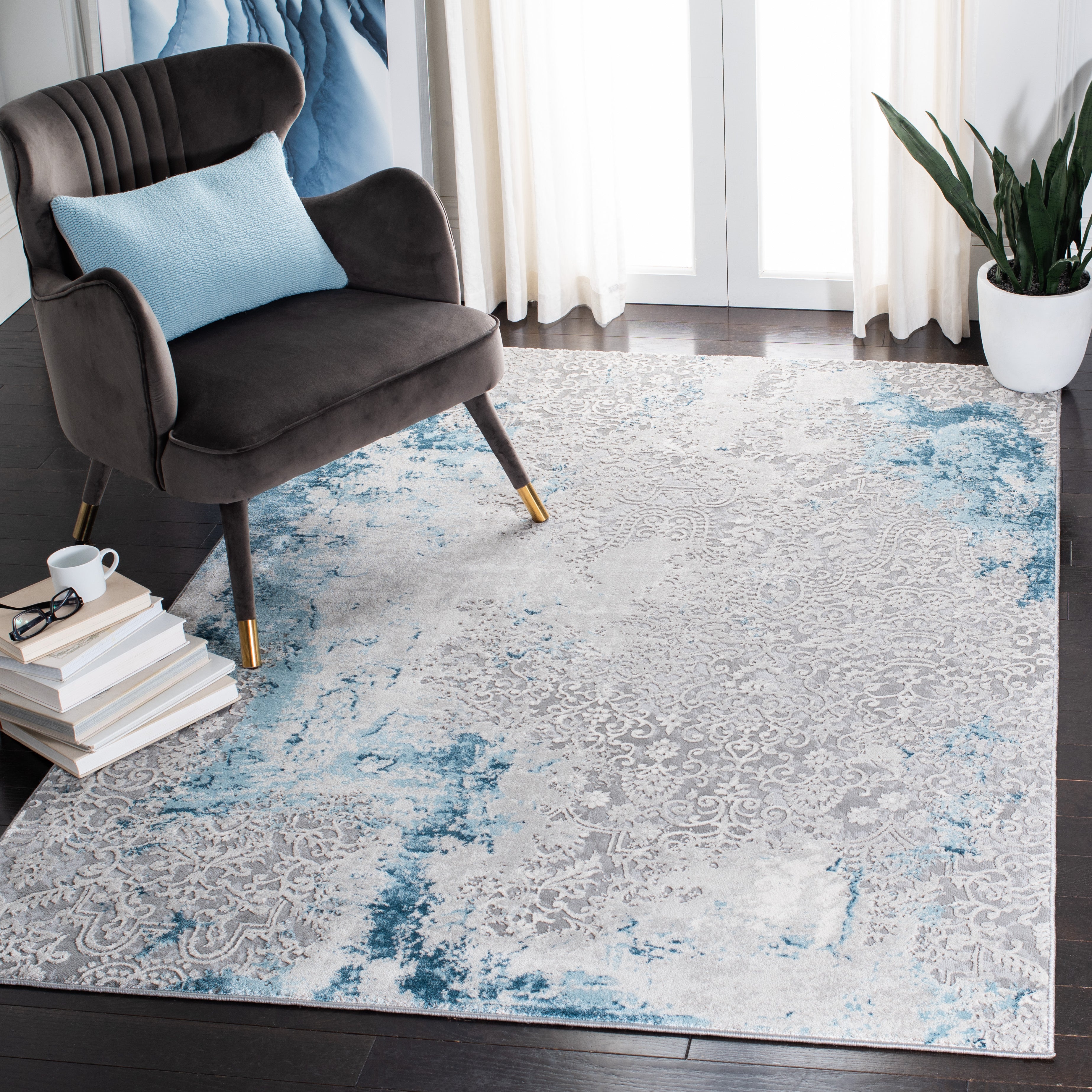 Safavieh Meadow 573 Rug, MDW573 - Light Grey / Blue