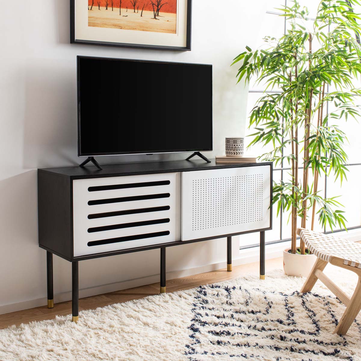 Safavieh Shiloh Tv Stand , MED2200 - White / Black