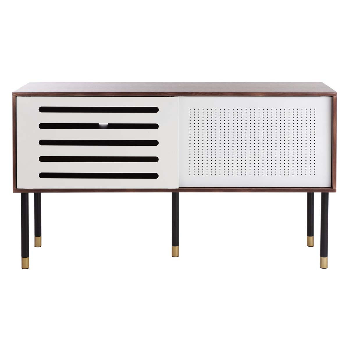 Safavieh Shiloh Tv Stand , MED2200 - White Iron/Walnut/Black/Gold