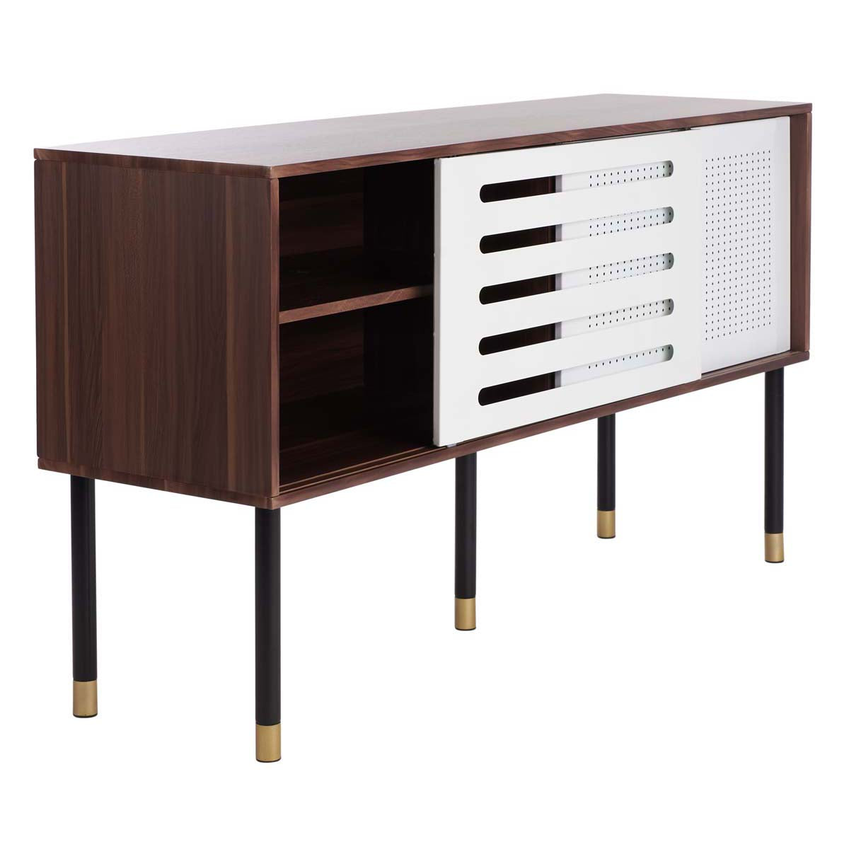 Safavieh Shiloh Tv Stand , MED2200 - White Iron/Walnut/Black/Gold