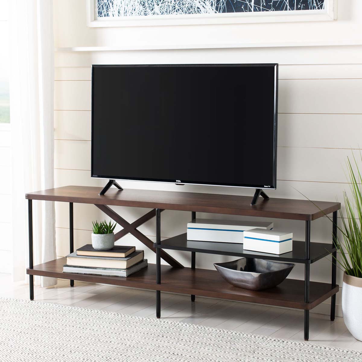 Safavieh Bruno Industrial Tv Stand , MED5001 - Walnut / Black