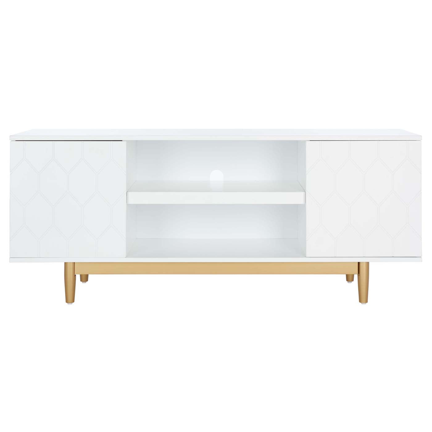Safavieh Kit 2 Shelf Pattern Media Stand , MED5013 - White / Gold