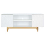 Safavieh Kit 2 Shelf Pattern Media Stand , MED5013 - White / Gold