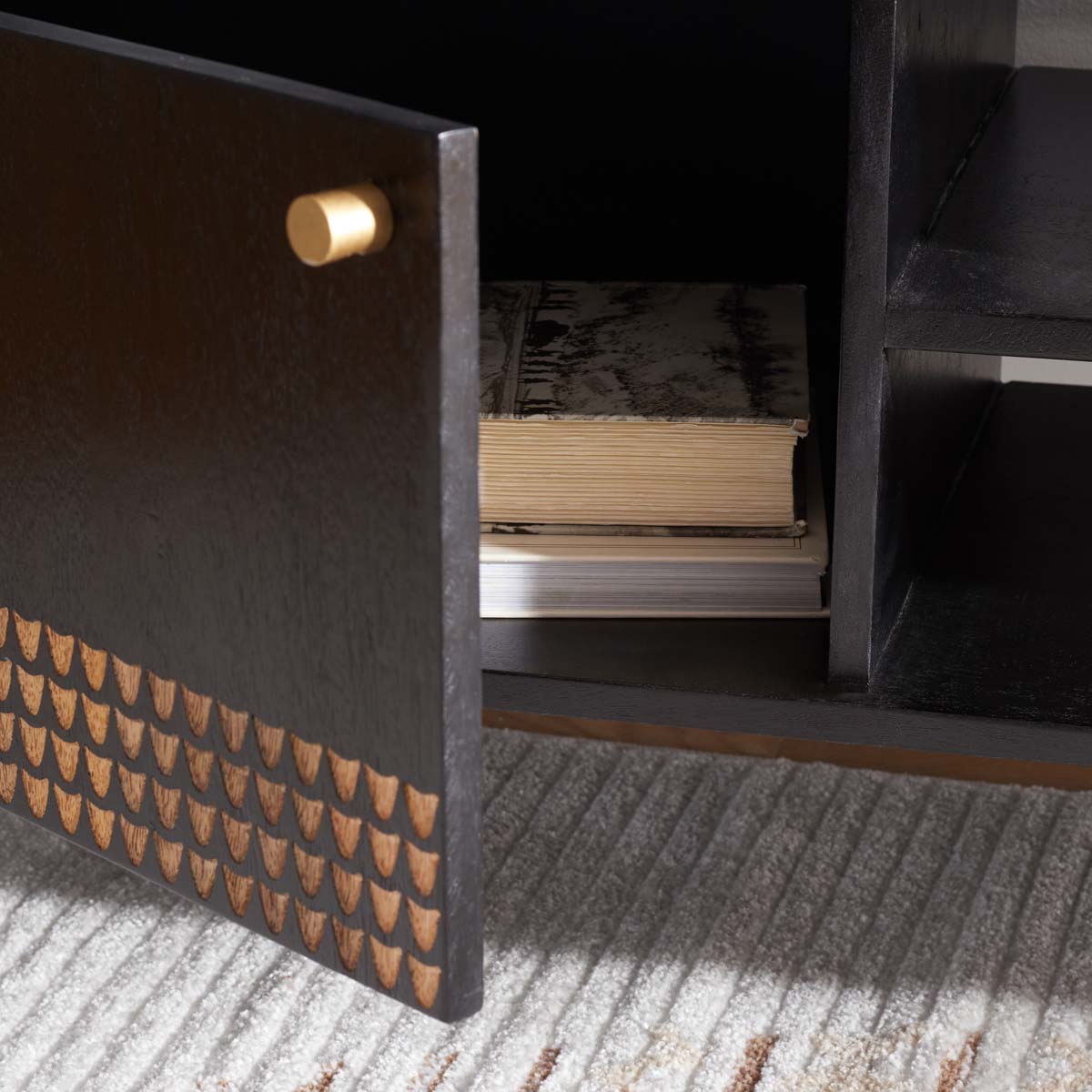 Safavieh Errington 2 Shelf Media Stand , MED9000 - Black / Gold Accents