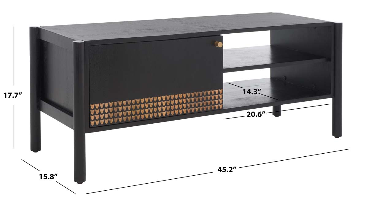 Safavieh Errington 2 Shelf Media Stand , MED9000 - Black / Gold Accents