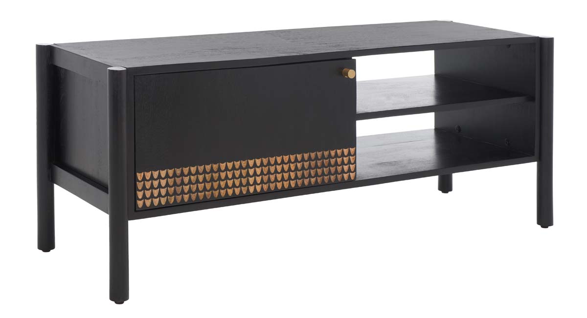 Safavieh Errington 2 Shelf Media Stand , MED9000 - Black / Gold Accents
