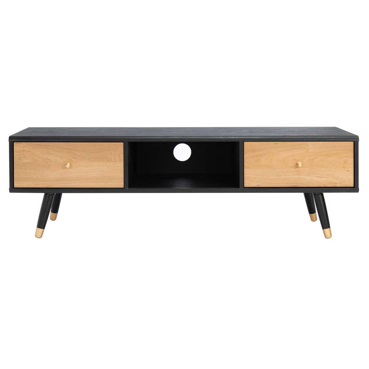 Safavieh Beatrix 1 Drawer Media Stand , MED9607 - Black/Oak/Gold