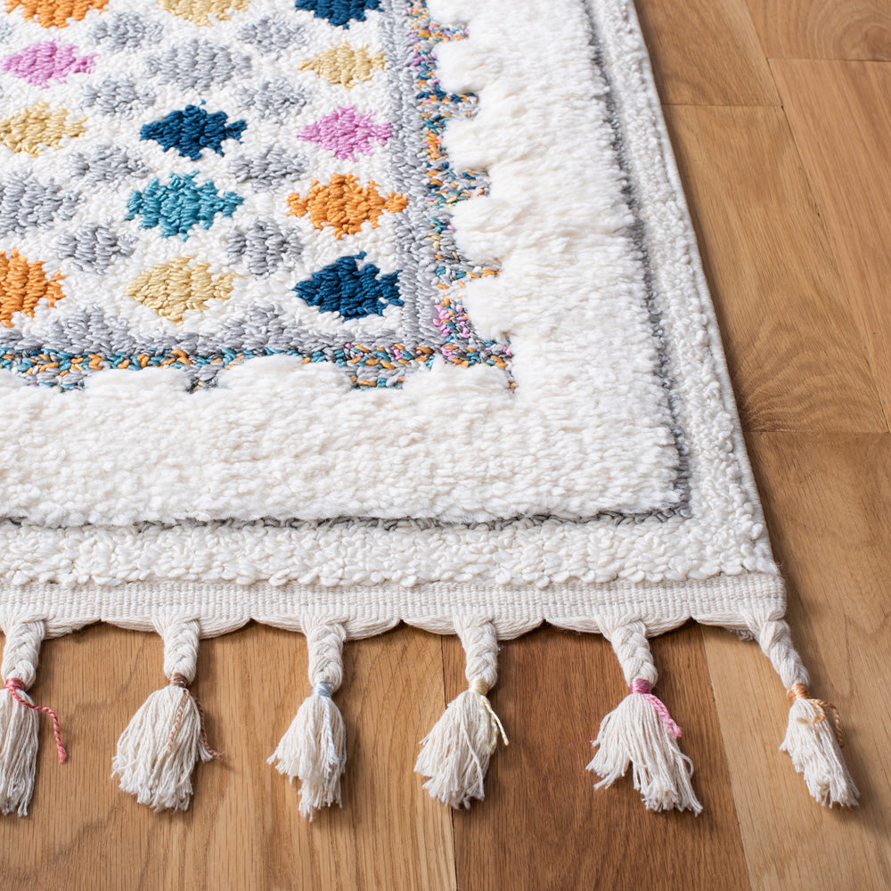 Safavieh Moroccan Fringe Shag 102 Rug, MFG102 - Ivory / Grey