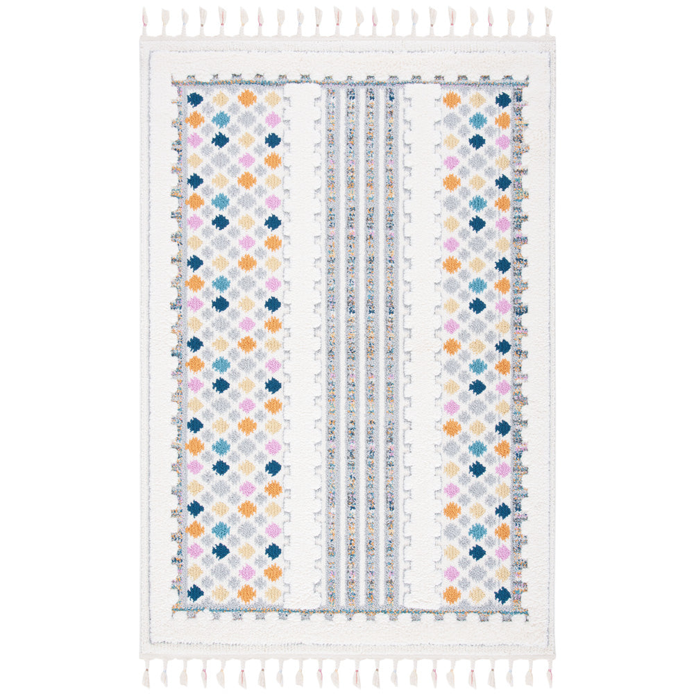 Safavieh Moroccan Fringe Shag 102 Rug, MFG102 - Ivory / Grey