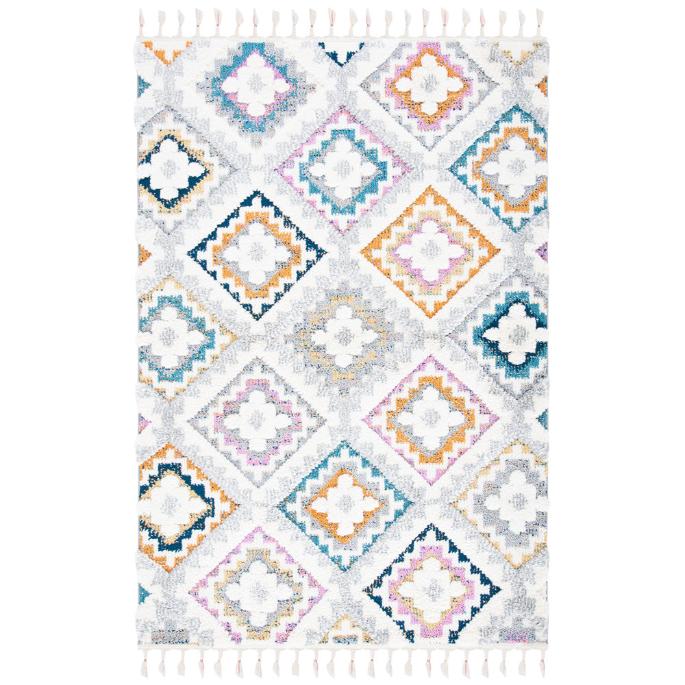 Safavieh Moroccan Fringe Shag 106 Rug, MFG106 - Grey / Ivory