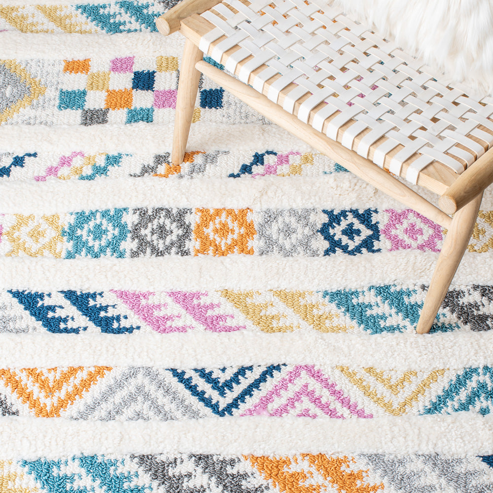 Safavieh Moroccan Fringe Shag 110 Rug, MFG110 - Ivory / Blue