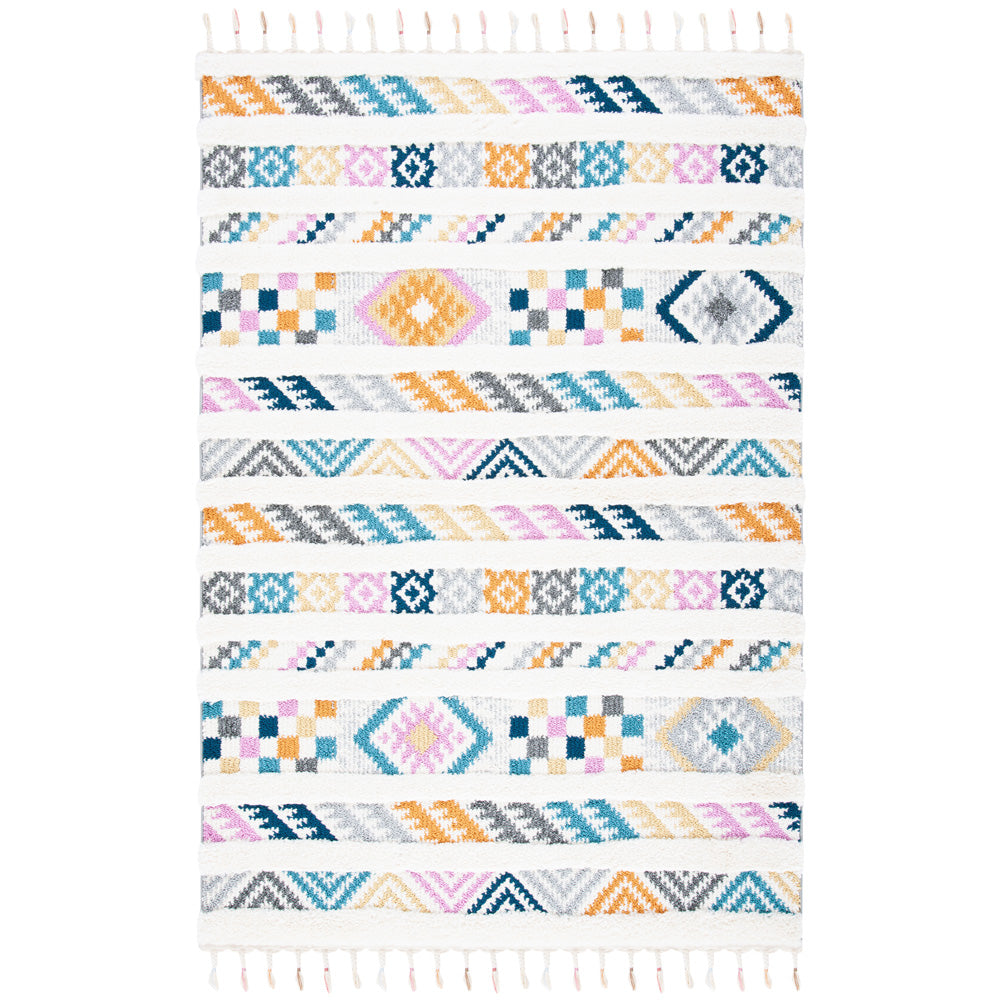 Safavieh Moroccan Fringe Shag 110 Rug, MFG110 - Ivory / Blue