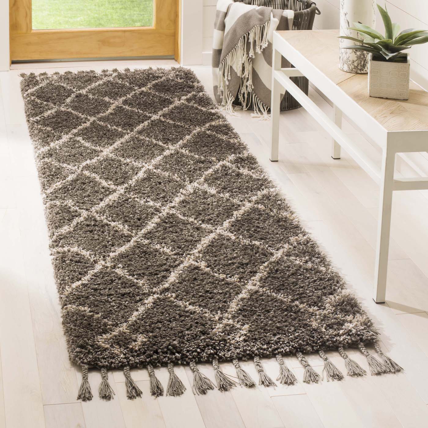 Safavieh Moroccan Fringe Shag 241 Rug, MFG241 - Grey / Cream