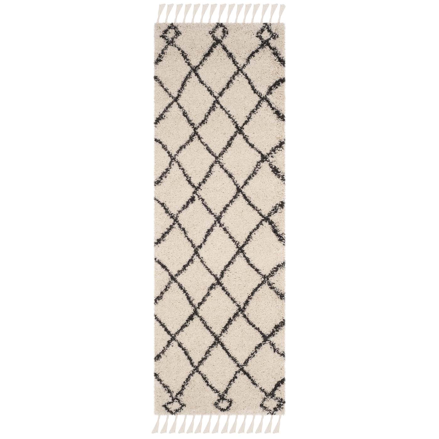 Safavieh Moroccan Fringe Shag 241 Rug, MFG241 - Cream / Charcoal
