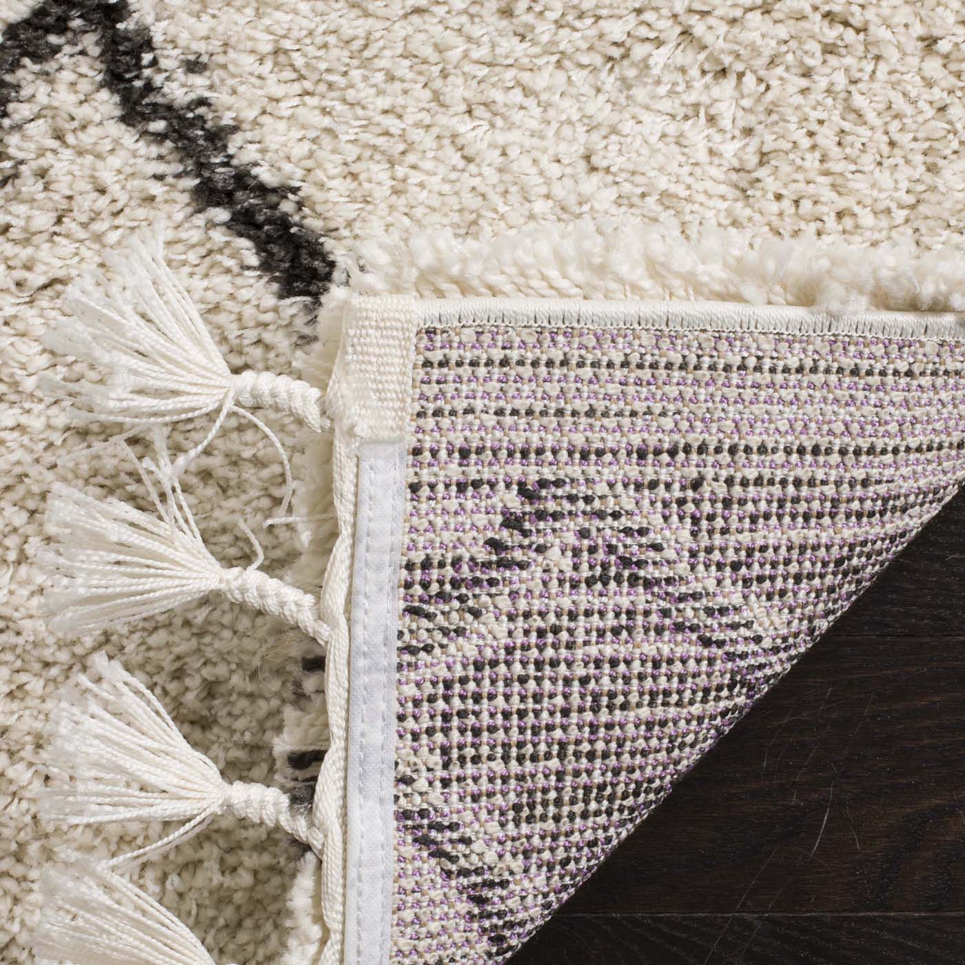 Safavieh Moroccan Fringe Shag 241 Rug, MFG241 - Cream / Charcoal