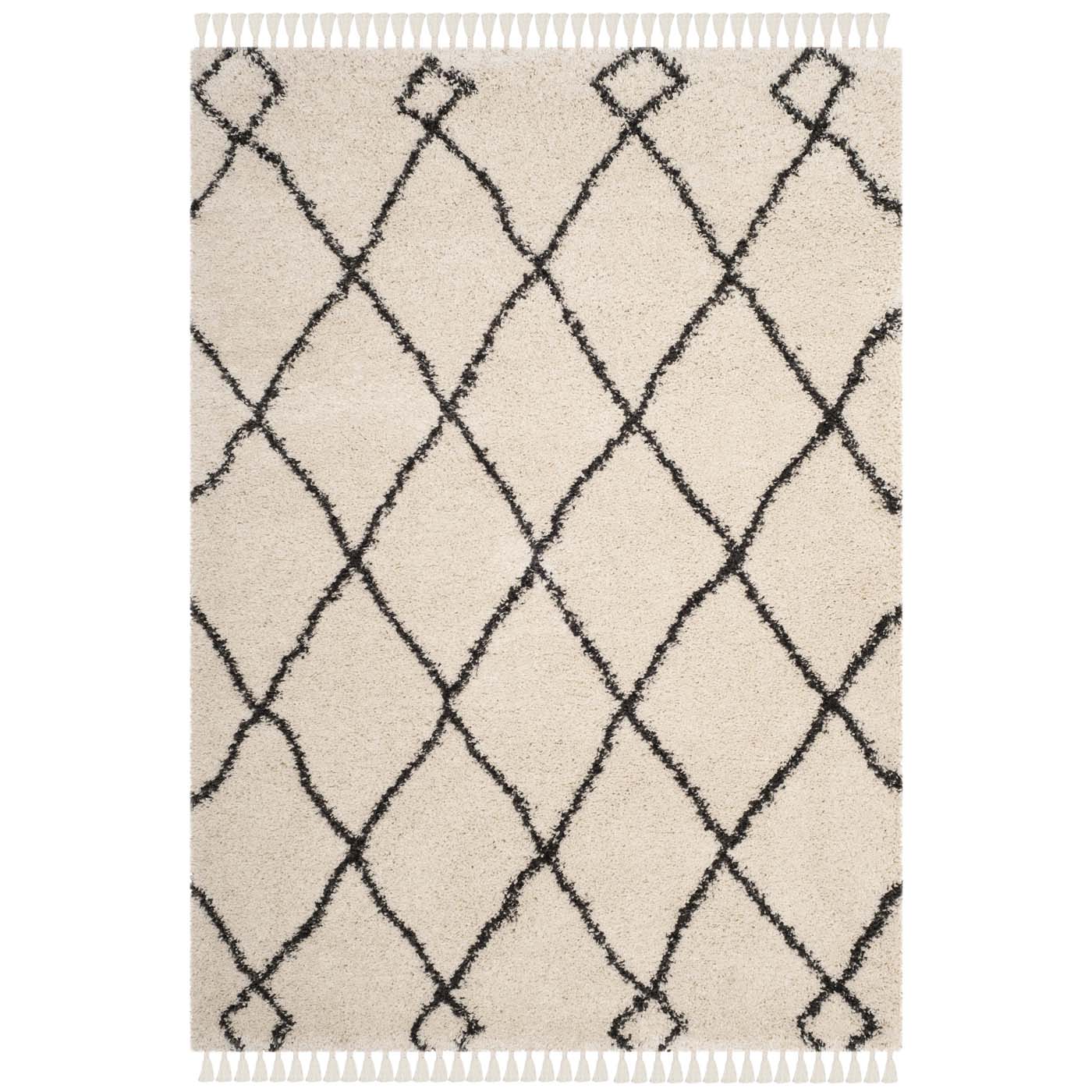 Safavieh Moroccan Fringe Shag 241 Rug, MFG241 - Cream / Charcoal