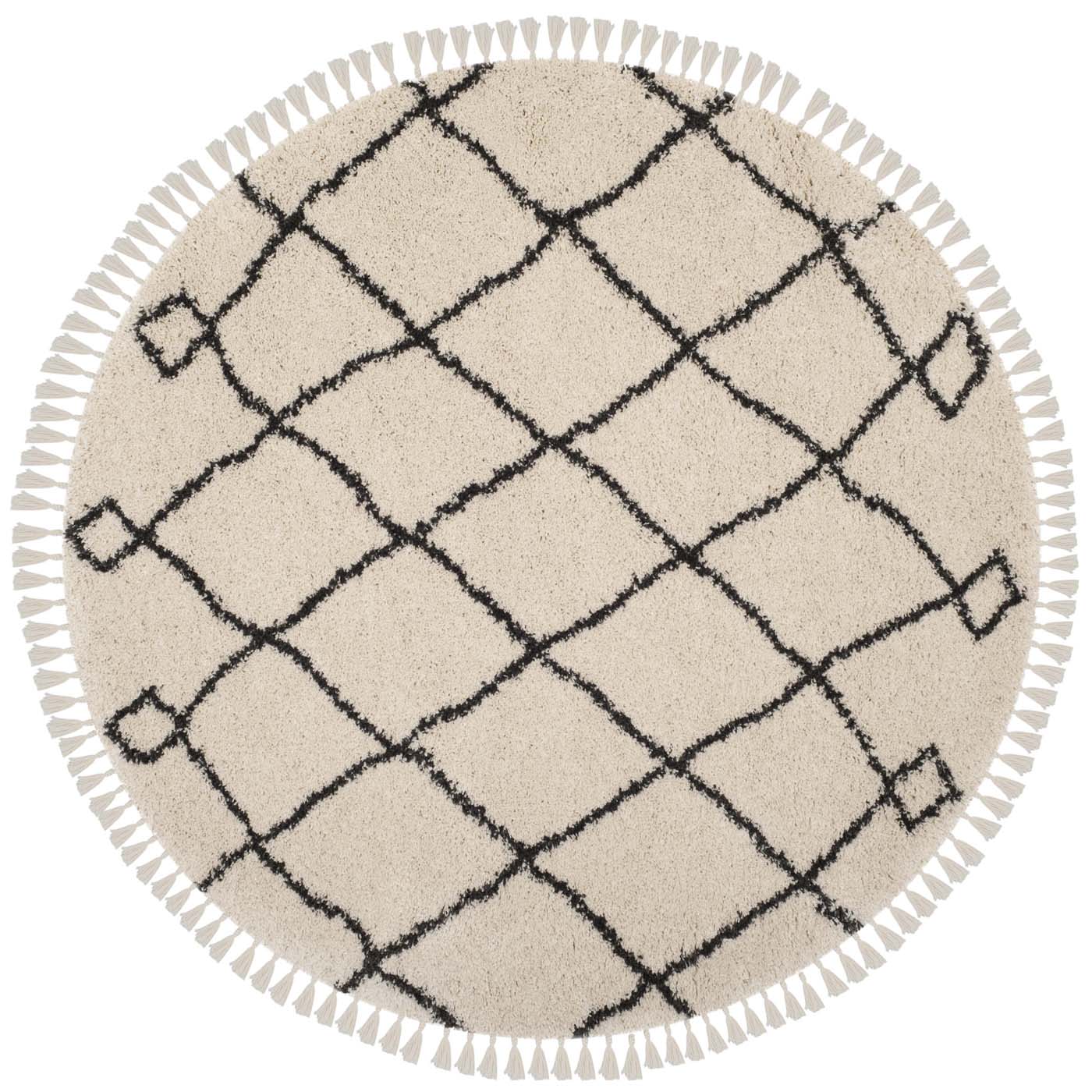 Safavieh Moroccan Fringe Shag 241 Rug, MFG241 - Cream / Charcoal