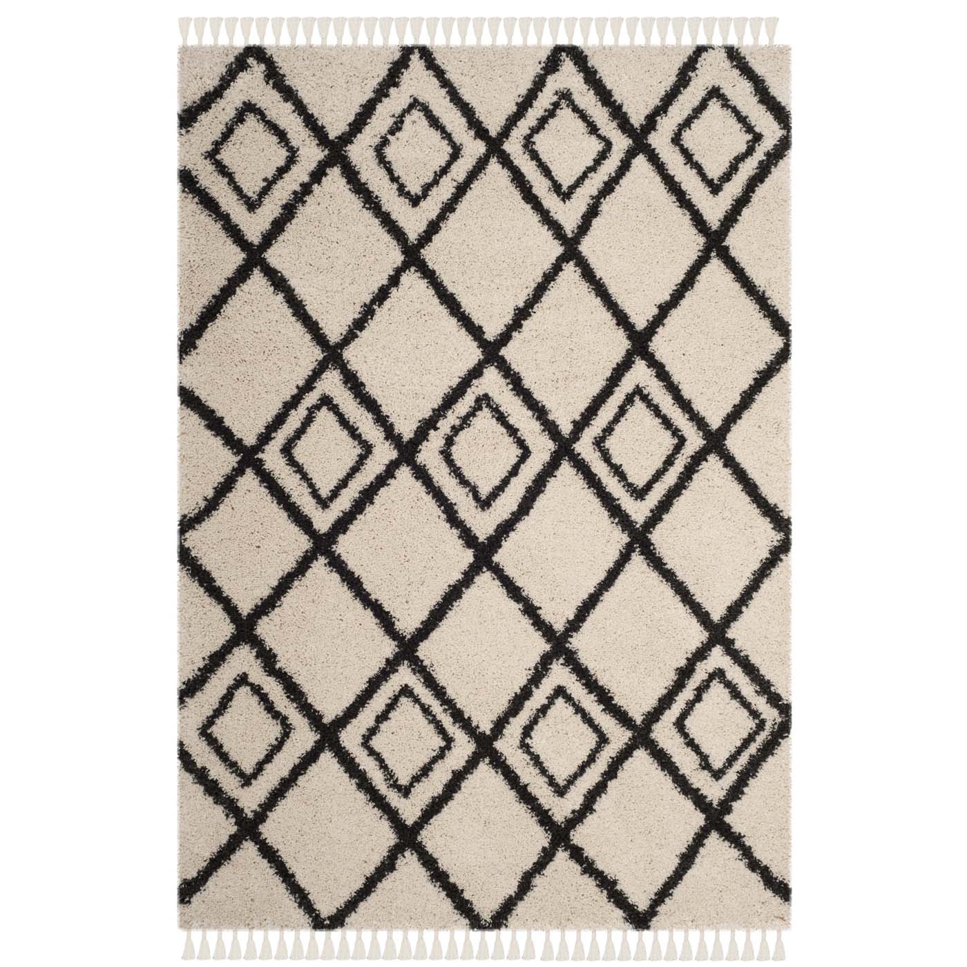 Safavieh Moroccan Fringe Shag 244 Rug, MFG244 - Cream / Charcoal