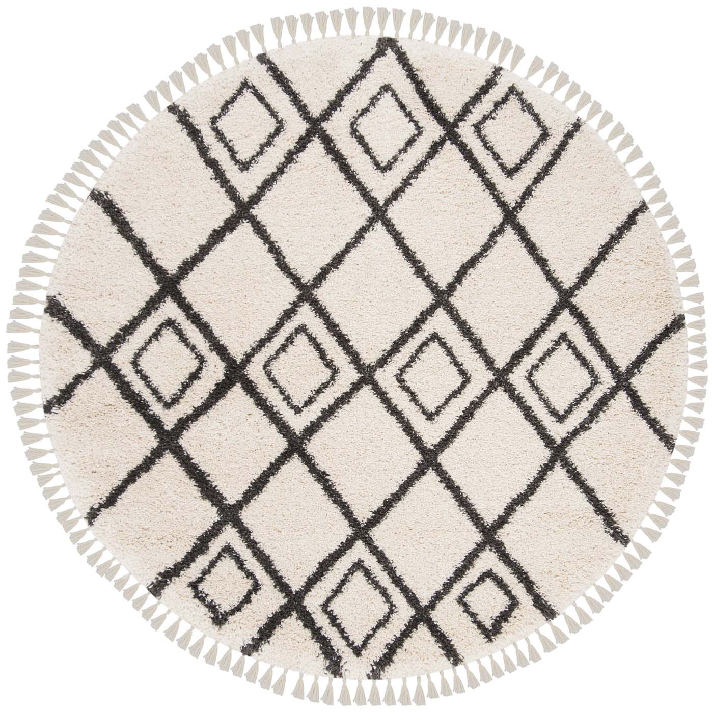 Safavieh Moroccan Fringe Shag 244 Rug, MFG244 - Cream / Charcoal