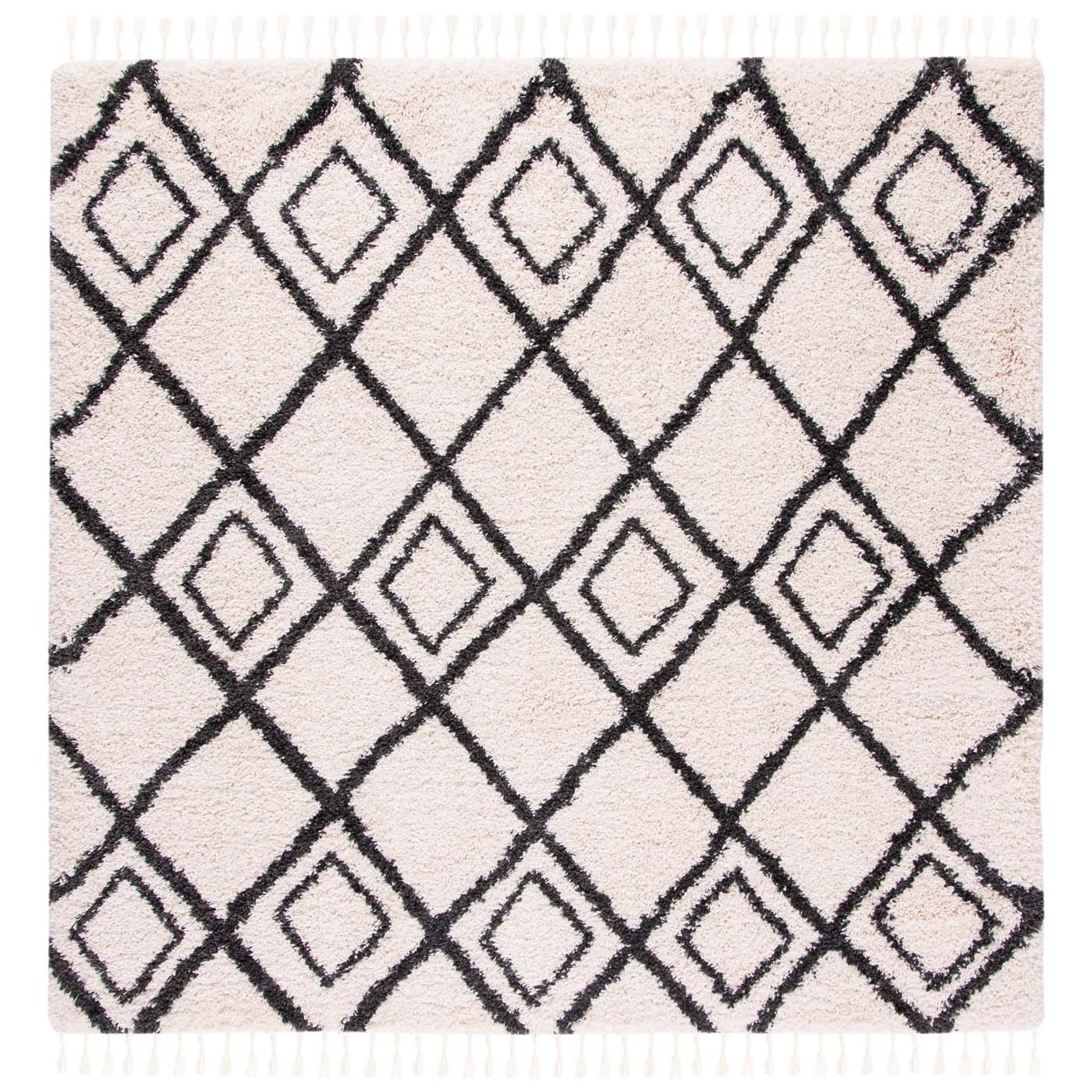 Safavieh Moroccan Fringe Shag 244 Rug, MFG244 - Cream / Charcoal
