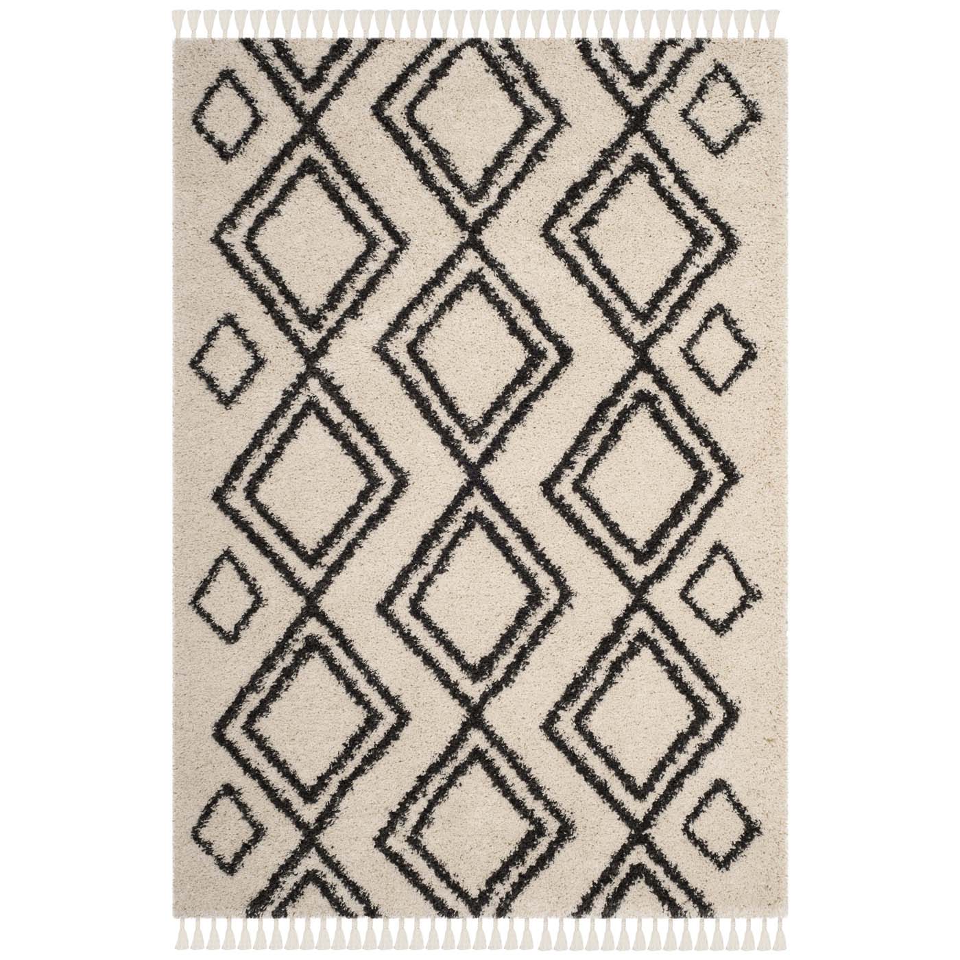 Safavieh Moroccan Fringe Shag 247 Rug, MFG247 - Cream / Charcoal