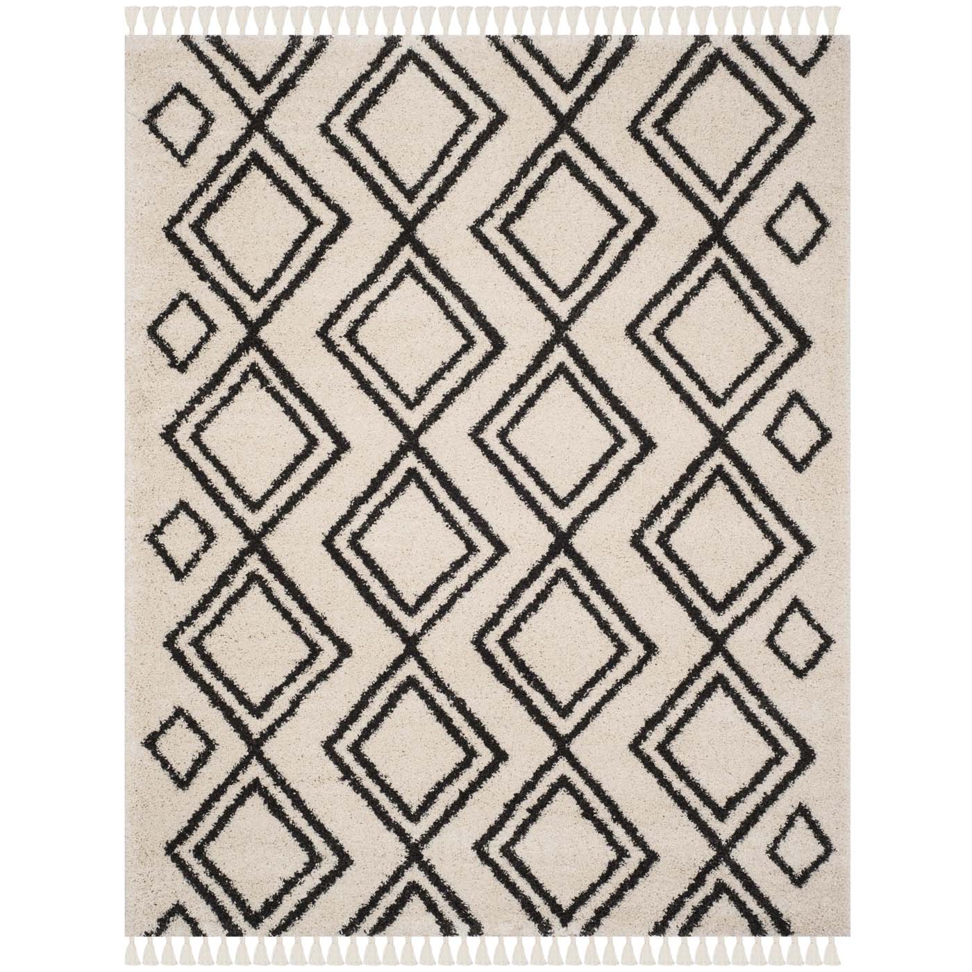 Safavieh Moroccan Fringe Shag 247 Rug, MFG247 - Cream / Charcoal