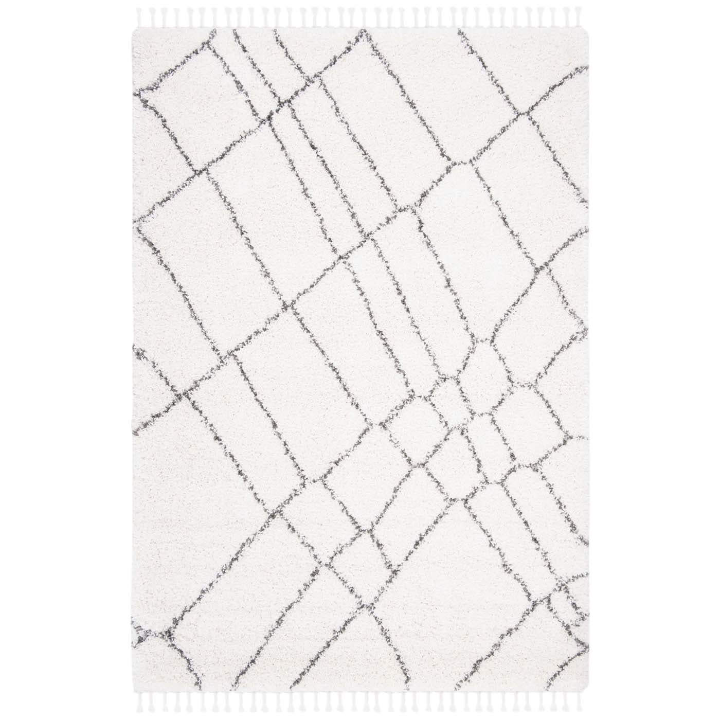 Safavieh Moroccan Fringe Shag 316 Rug, MFG316 - Ivory / Grey