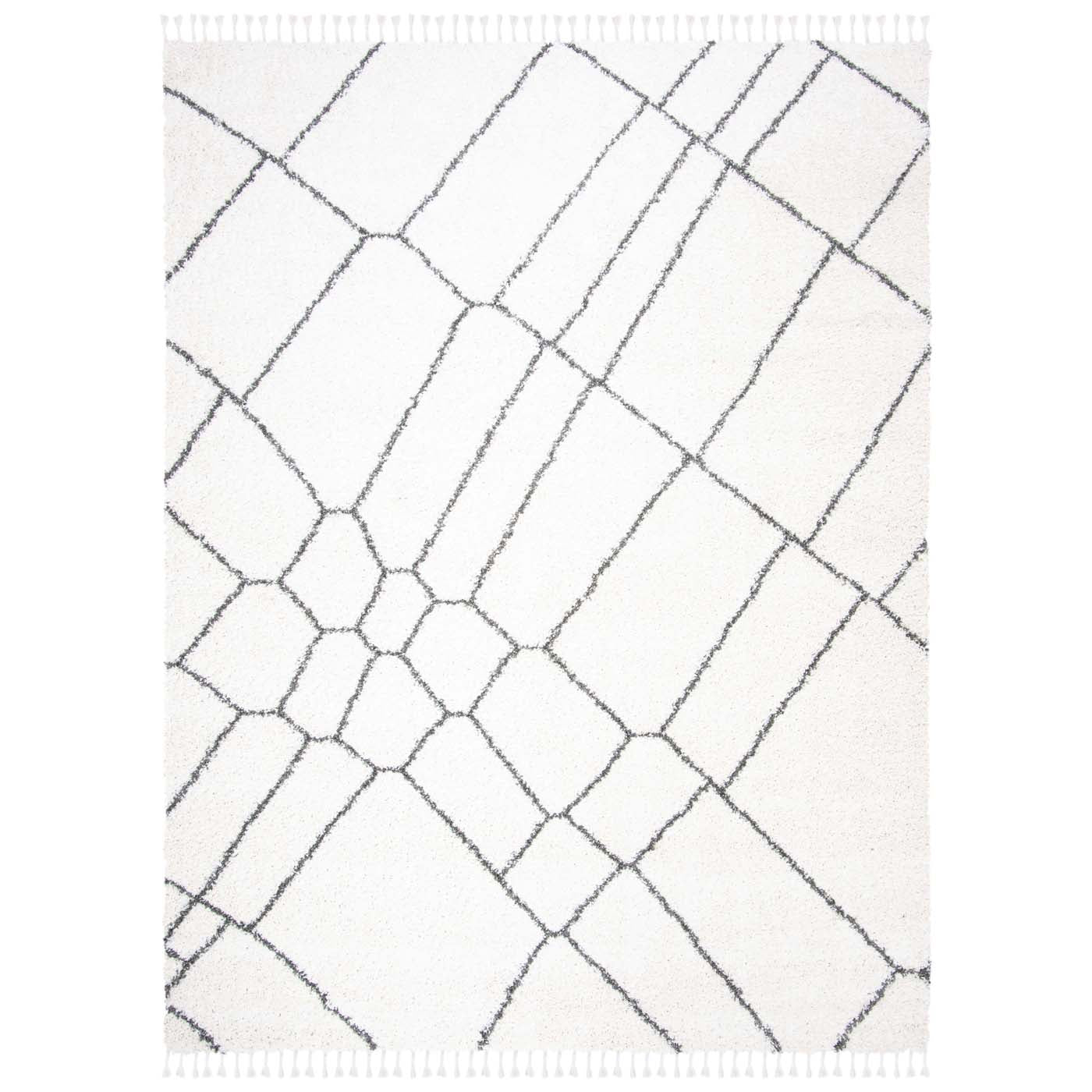 Safavieh Moroccan Fringe Shag 316 Rug, MFG316 - Ivory / Grey