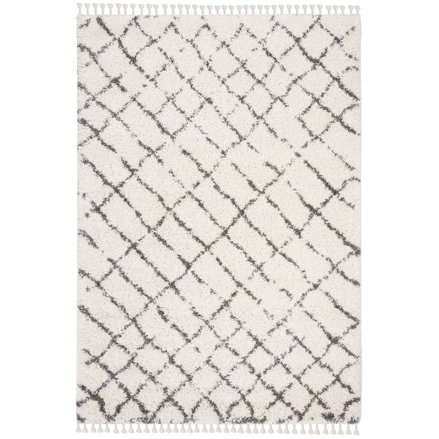 Safavieh Moroccan Fringe Shag 329 Rug, MFG329 - Ivory / Grey